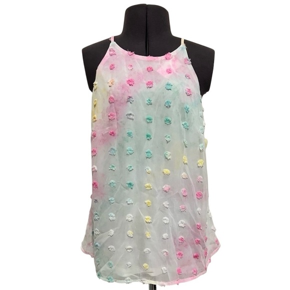 ANDREE BY UNIT Tops - ANDREE BY UNIT Pastel Multicolor Polka Dot Tank Top Size S